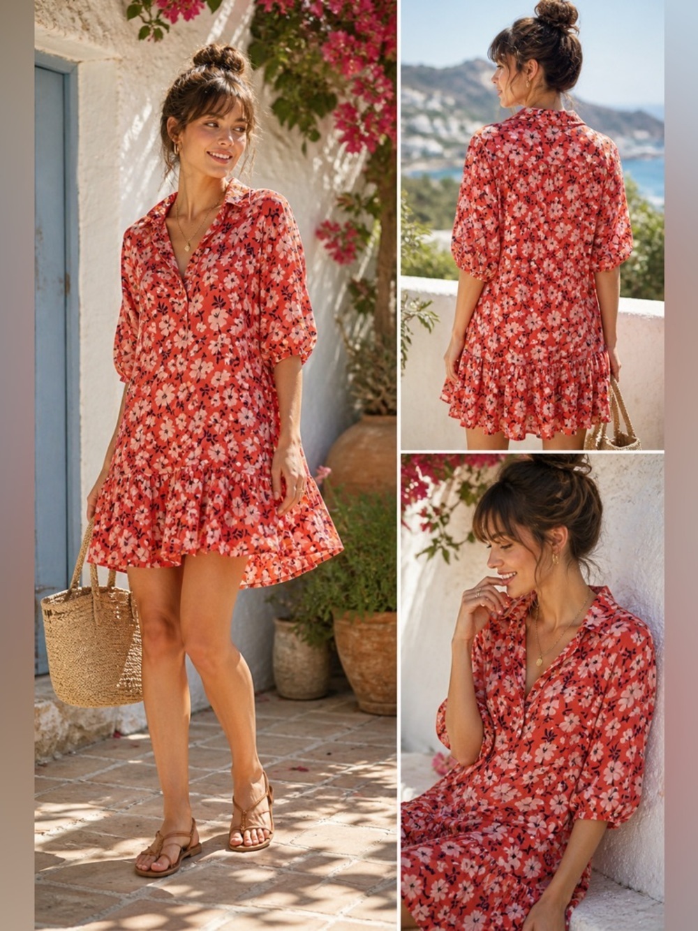 FRESHA LONDON SZ XS ORANGE FLORAL KNEE LENGTH DRESS